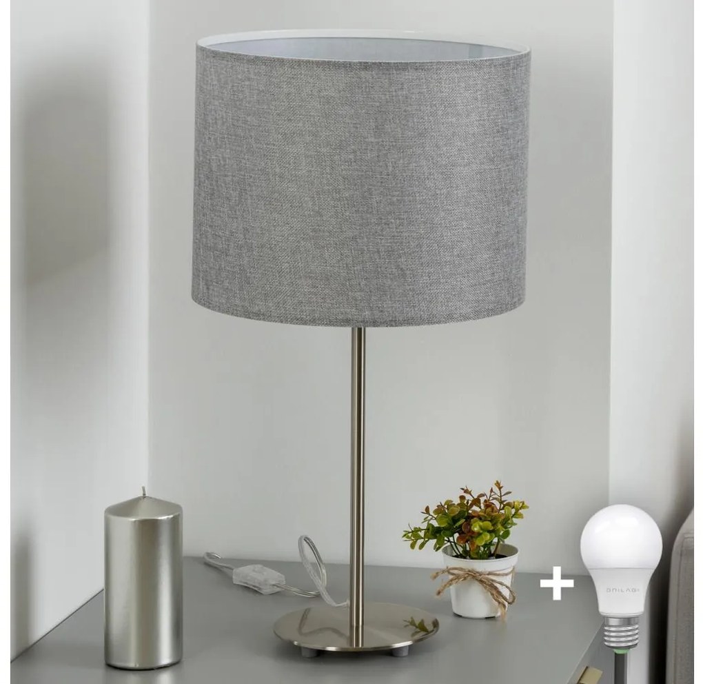 Eglo - Lampa stołowa LED TUNJA 1xE27/60W/230V 38,5 cm matowy chrom/szary