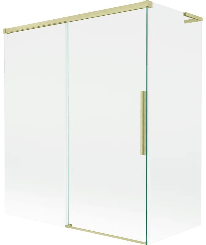 Mexen Rox L parawan nawannowy 2-skrzydłowy rozsuwany 140 + 70 x 150 cm, transparent, złoty szczotkowany - 8C9L-140-070-55-00