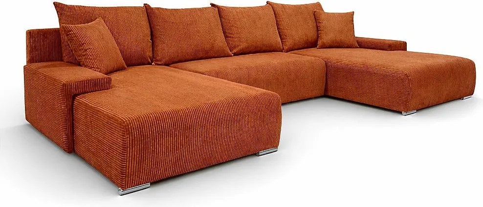 Narożnik, Sofa w kształcie U, tkanina sztruksowa Poso, Miedziany, Livorno U