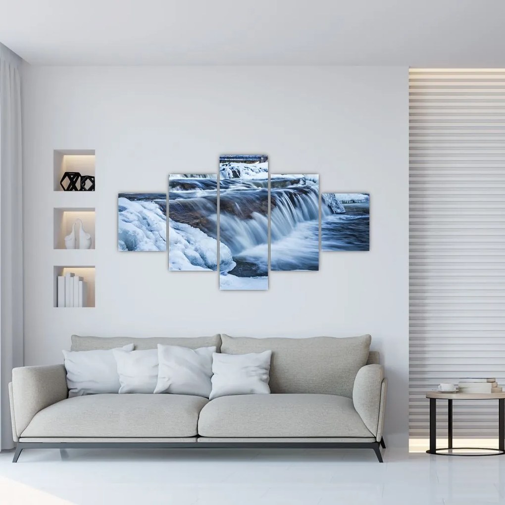 Obraz rzeki zimą (125x70 cm)