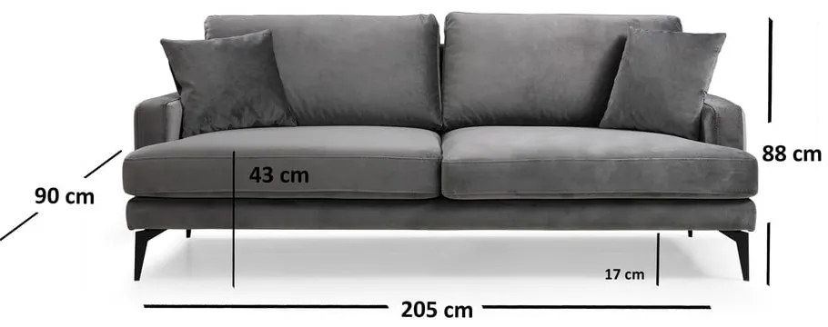 Szara sofa 205 cm Papira – Balcab Home