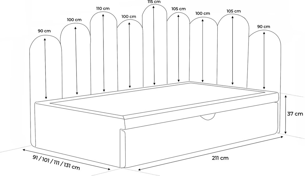 Łóżko dziecięco-młodzieżowe MIRA z dodatkową powierzchnią spania - 100x200