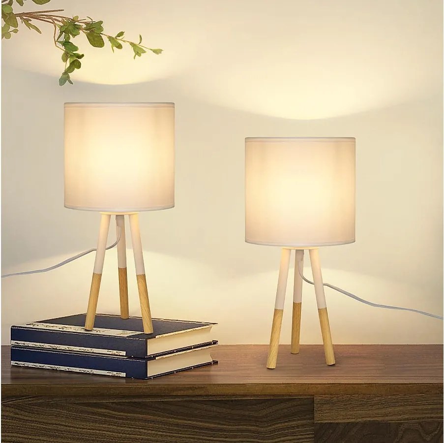 NETTLIFE Zestaw 2 lamp stołowych Nowoczesna lampka nocna biała E27 Metal Design Gabinet