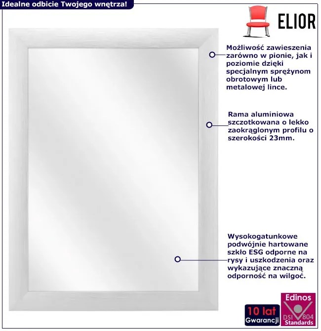 Srebrne lustro aluminiowe nowoczesne C2-W17