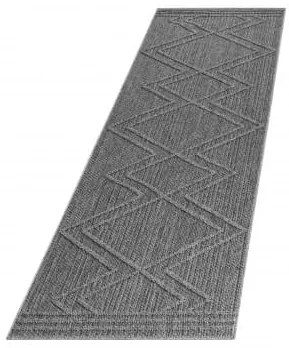 Dywan zewnętrzny sznurkowy Patara Aztecki szary 80 cm x 250 cm