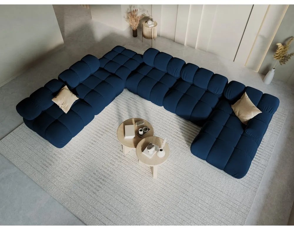 Niebieska aksamitna sofa 379 cm Bellis – Micadoni Home