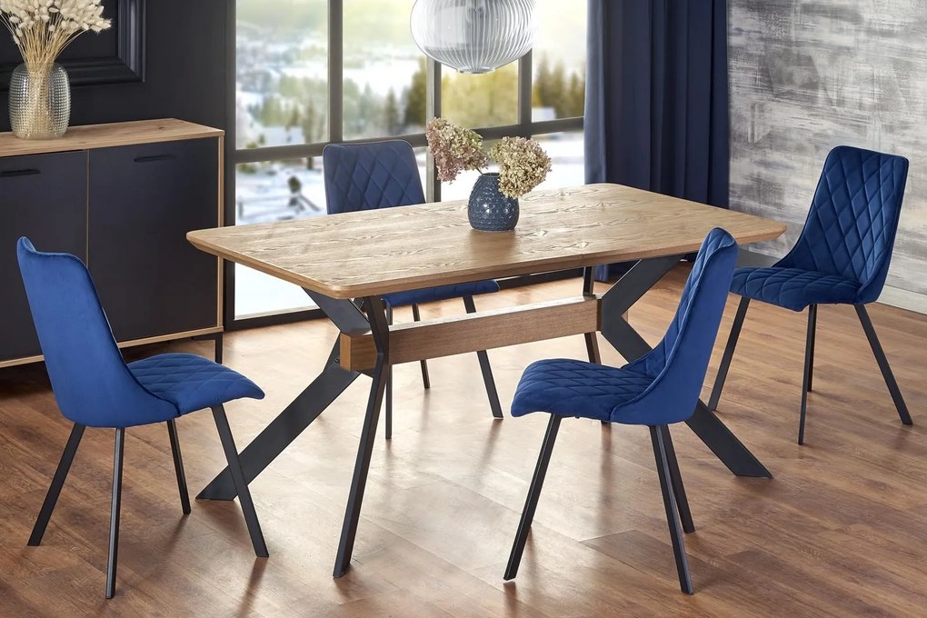 Pikowane krzesło do jadalni z tkaniny velvet K450