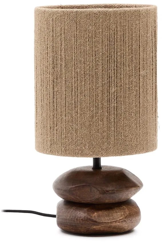 Lampa stołowa z litego drewna akacjowego w ciemnym naturalnym kolorze (wysokość 43 cm) Kor – Kave Home