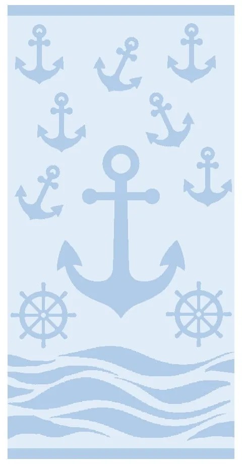 Jasnoniebieski bawełniany ręcznik plażowy frotte 70x140 cm Anchor – B.E.S.
