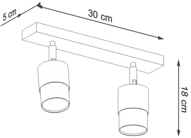 Czarno-chromowy plafon dwupunktowy - A179 N2-C56