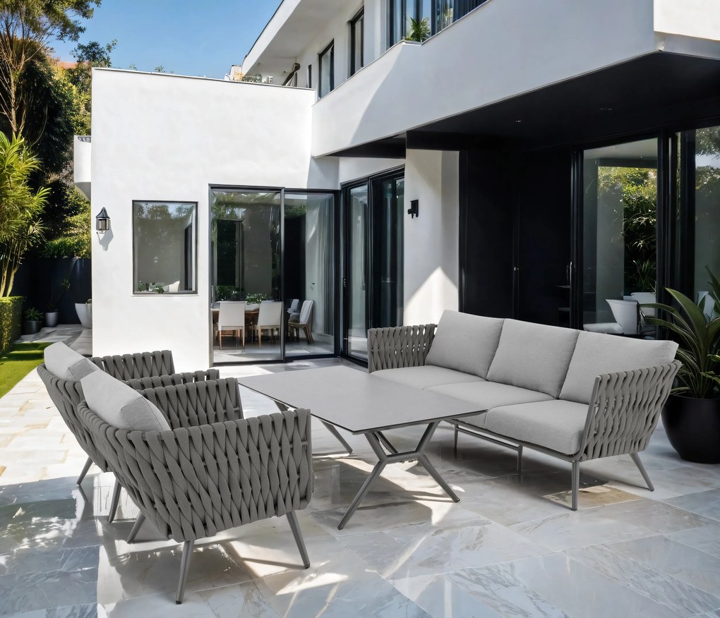 Doppler RIVA EXPERT ogrodowy zestaw wypoczynkowy 3+1 szary