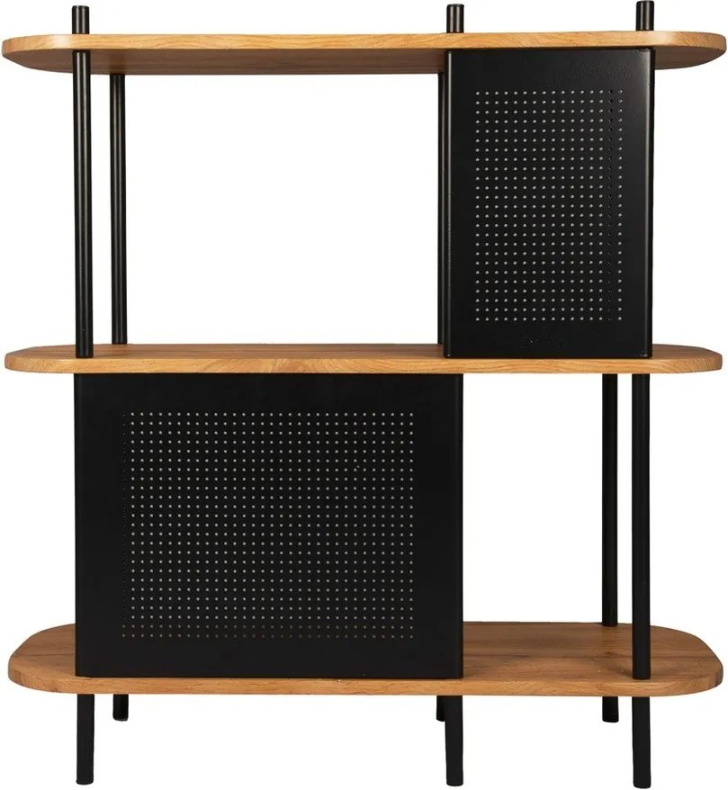 Czarny stalowy regał Leitmotiv Sole, 80x83,5 cm