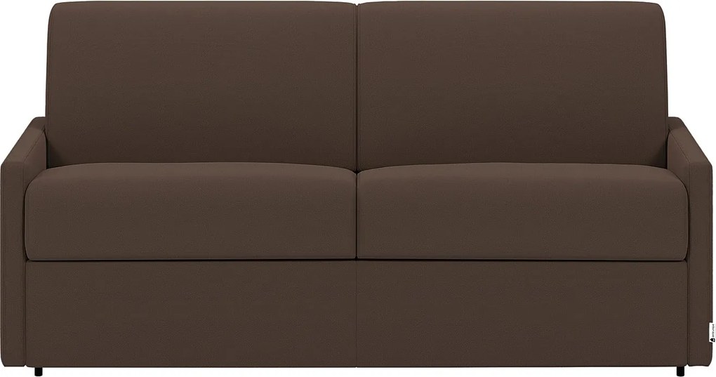 Kanapa 2-osobowa rozkładana typu express z brązowej tkaniny z siedziskiem z pianki z pamięcią kształtu - Pow. spania 120 cm - Materac 22 cm z pianki i z siedziskiem z pianki z pamięcią kształtu CALIFE