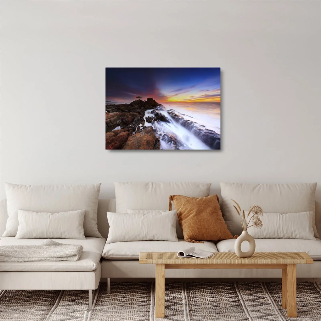 Obraz na szkle - góra we mgle (70x50 cm)
