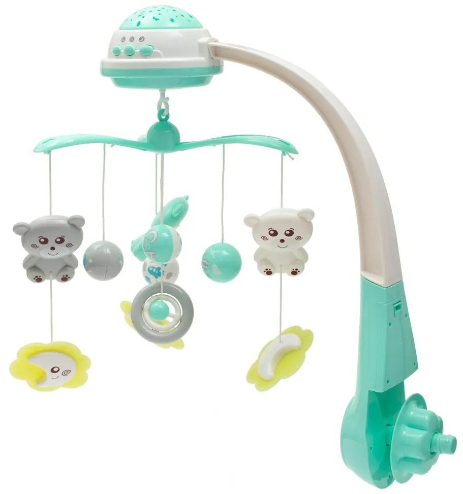 Karuzela Baby Mix nad łóżeczko z projektorem świetlnym, zielony
