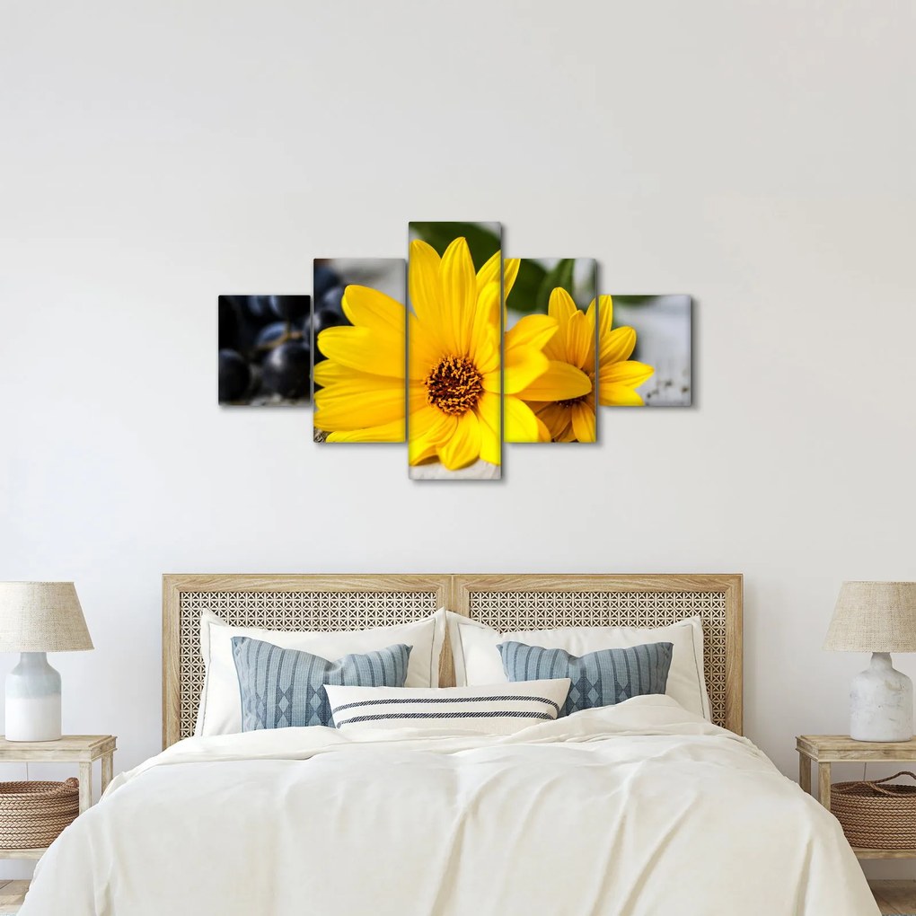 Obraz żółtych kwiatów (125x70 cm)