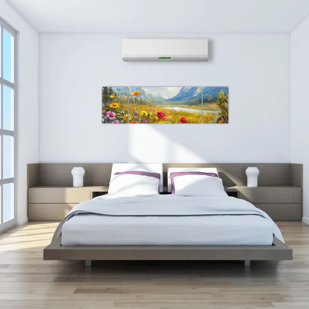 Obraz - Malowany krajobraz (170x50 cm)