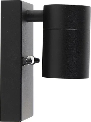 Nowoczesna lampa ścienna zewnętrzna czarna IP44 z czujnikiem zmierzchu - Solo