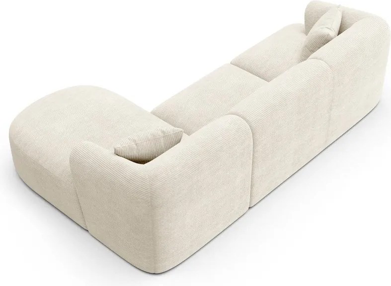 Beżowy sztruksowy narożnik (prawostronny/z szezlongiem) Campi – Cosmopolitan Design