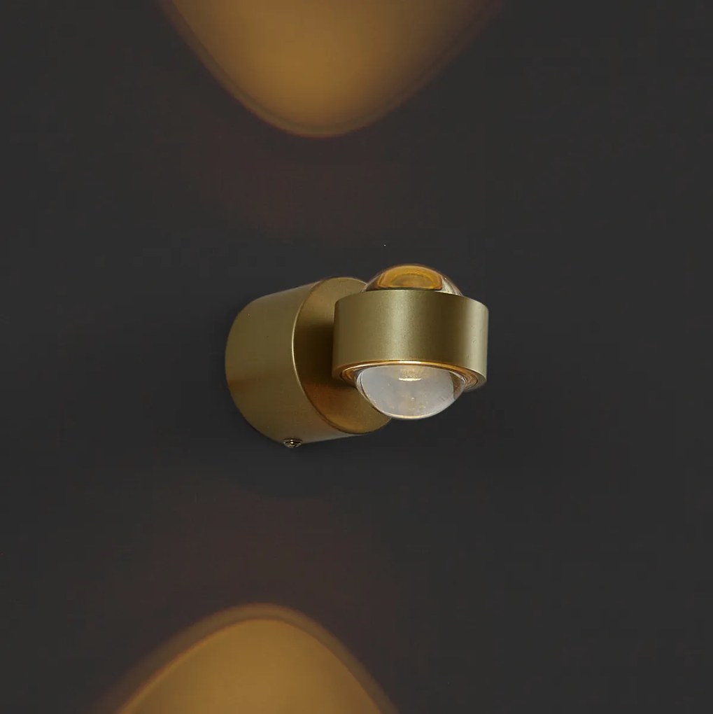 Designerski kinkiet mosiężny z LED IP44 - Lens