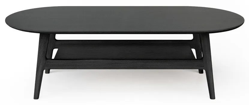 Czarny stolik w dekorze dębu 60x130 cm Curved – Woodman