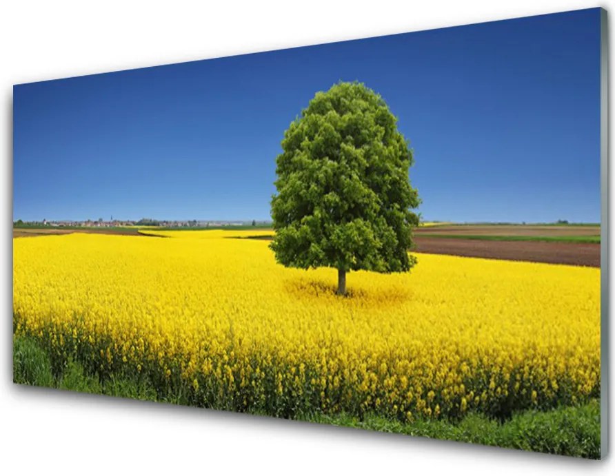 Panel Szklany do Kuchni Samotne Drzewo w Polu