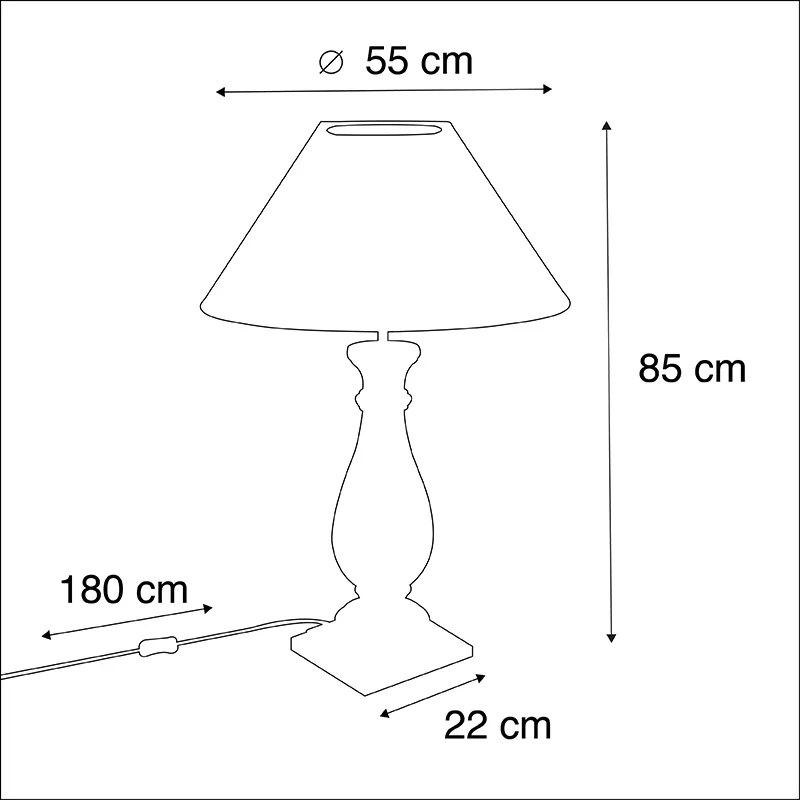 Rustykalna lampa stołowa z beżowym abażurem lnianym 55 cm - Burdock Rustykalny / Vintage Oswietlenie wewnetrzne