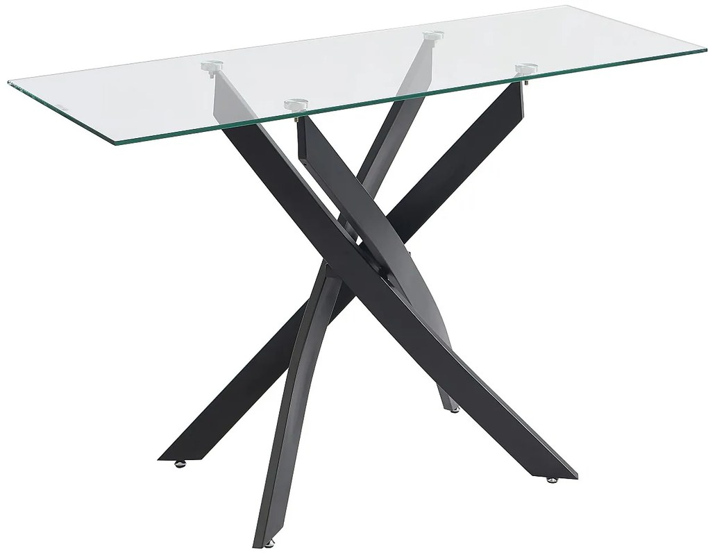 Stolik konsola ze szkła hartowanego i czarnego metalu – Transparentny – COSIMA