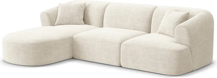 Beżowy sztruksowy narożnik (lewostronny/z szezlongiem) Campi – Cosmopolitan Design