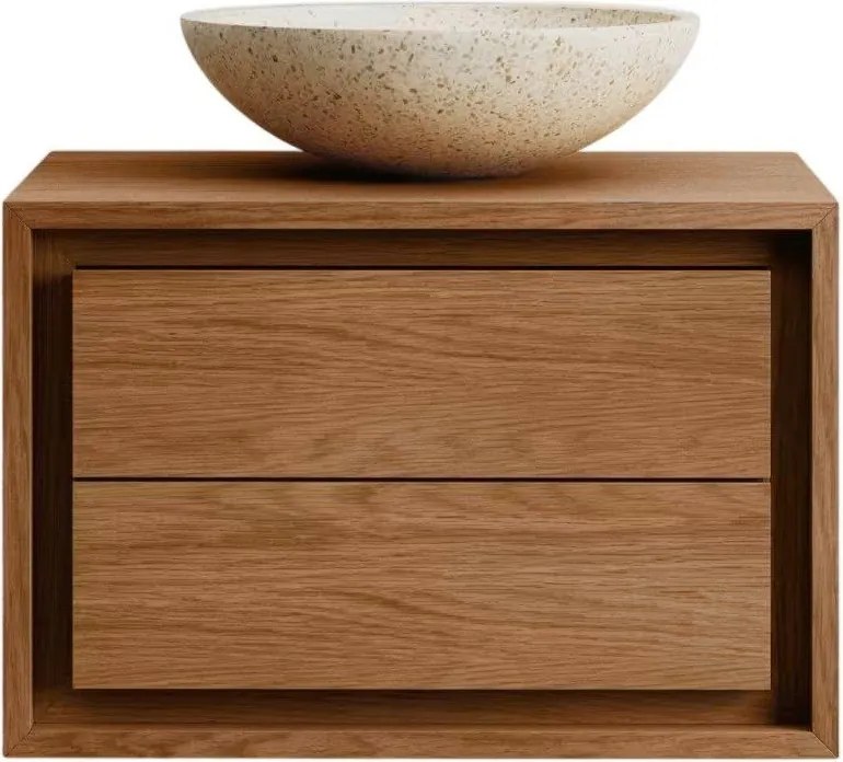 Brązowa wisząca szafka pod umywalkę z litego drewna tekowego 60x40 cm Kenta – Kave Home