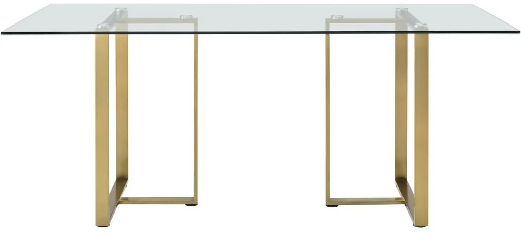 Stół do jadalni dla 6 osób ze szkła hartowanego i stali nierdzewnej – przezroczysty i złoty – NILESA II marki Pascal Morabito