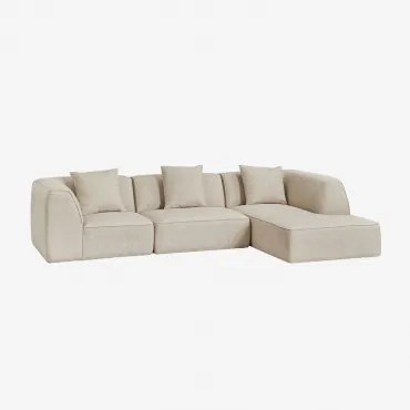 Sofa Modułowa Cardea Tapicerowana 3-częściowa, Prawa, Rozkładana Tkanina Bouclé W Kolorze Kremowo-beżowym - Sklum
