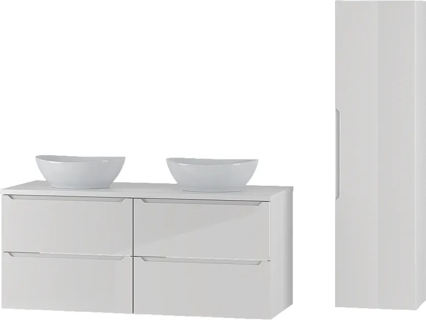 Biały Zestaw do Łazienki 120cm Szafka Blat Umywalka Słupek Etna