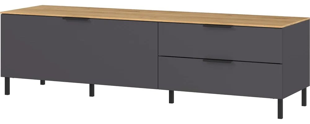 Szara szafka pod TV w dekorze dębu 164x47 cm California – Germania