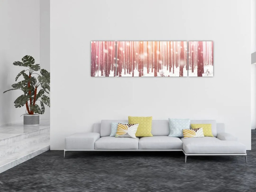 Obraz - Zebra w śnieżnym lesie (170x50 cm)