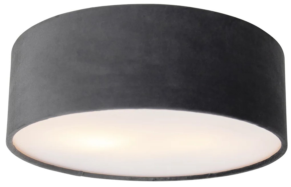 Nowoczesna lampa sufitowa szara 30 cm ze złotym wnętrzem - Drum Nowoczesny Oswietlenie wewnetrzne