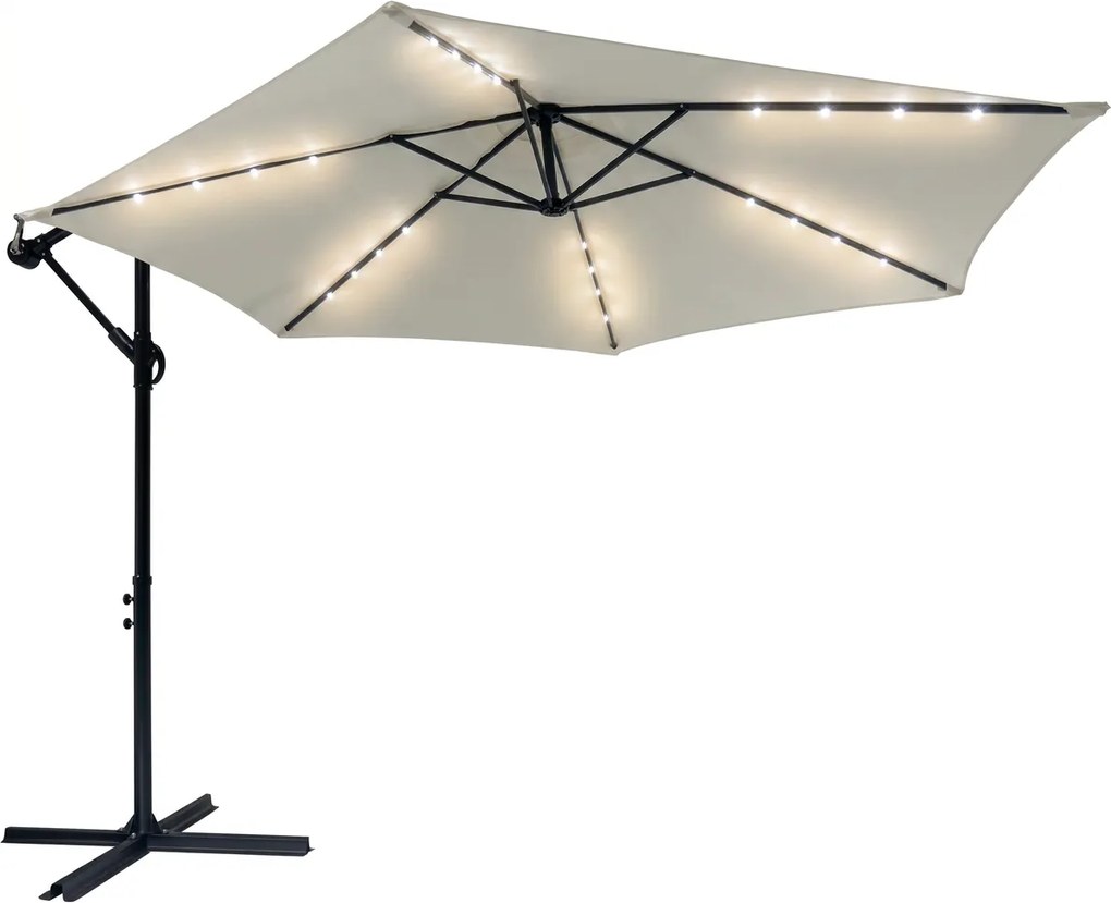 Avenberg Duży parasol z regulacją nachylenia Sunny LED 300, beżowy