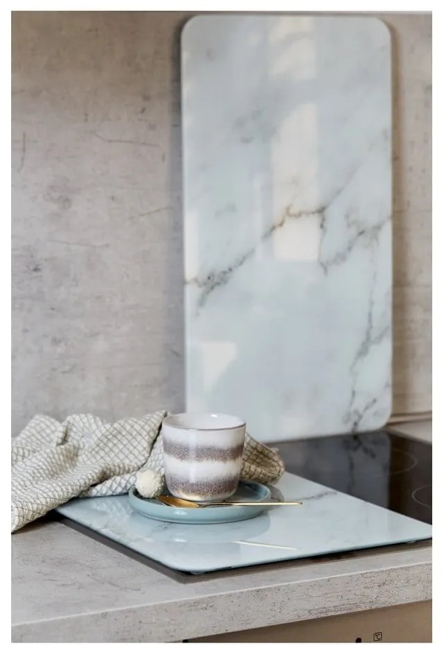 Komplet 2 szklanych osłonek na kuchenkę Wenko Marble, 52x30 cm