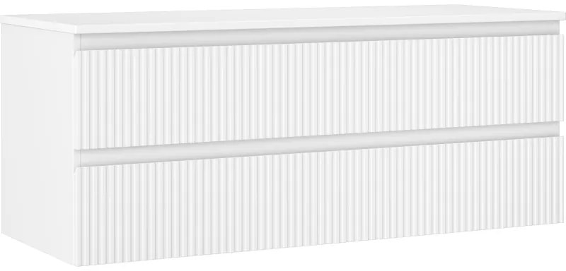 Mexen Rivel szafka łazienkowa podumywalkowa 120 cm z blatem, 2 szuflady, ryflowana , biała mat - 91A20-12047-2-BFFC01