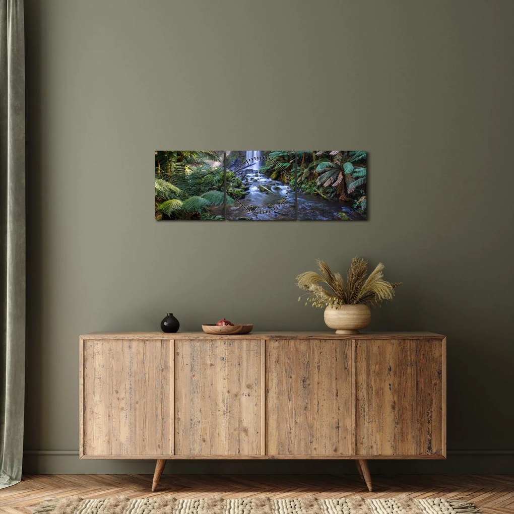 Obraz australijskiego lasu deszczowego (z zegarem) (90x30 cm)