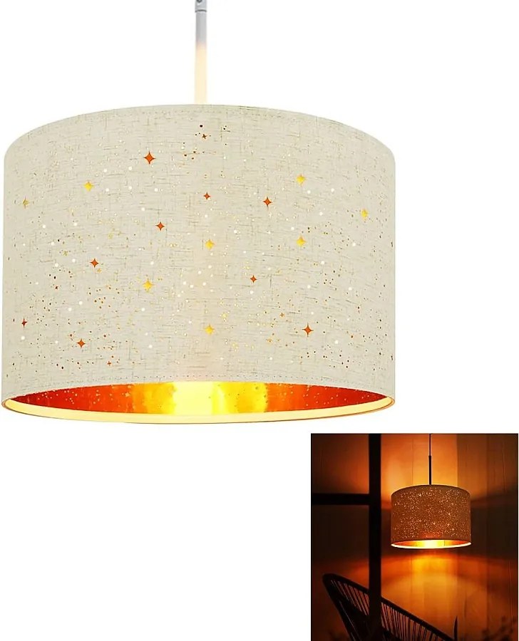 NETTLIFE Biała metalowa lampa wisząca śr. 38cm E27 38CM nowoczesna z abażurem z tkaniny gwiaździste niebo gniazdo projektowe do sypialni salon - bez żarówki