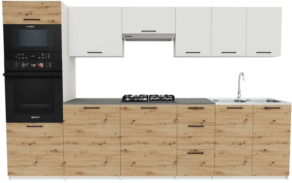 Meble kuchenne dąb artisan + biały L5-M68