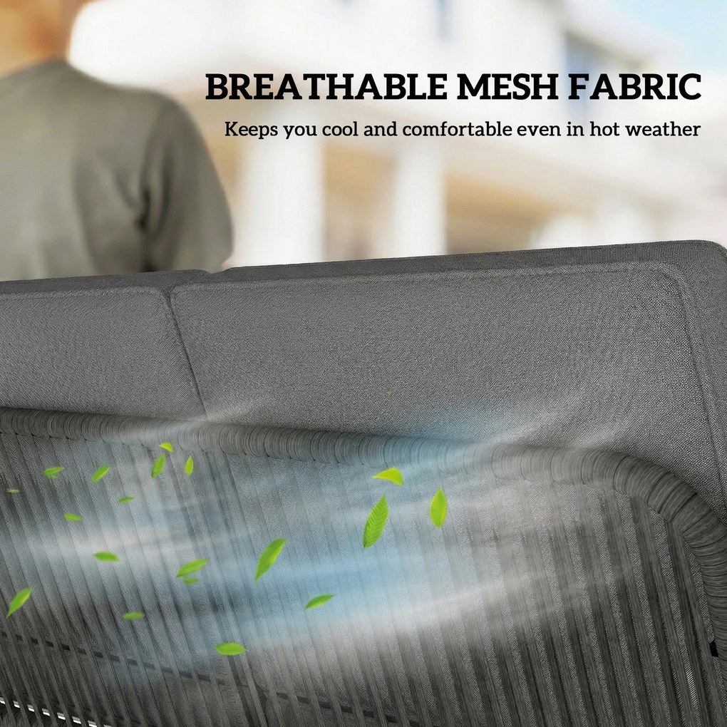 Outsunny Huśtawka rattanowa 2-osobowa z regulowanym daszkiem, miękką poduszką, stelażem A | Aosom PL