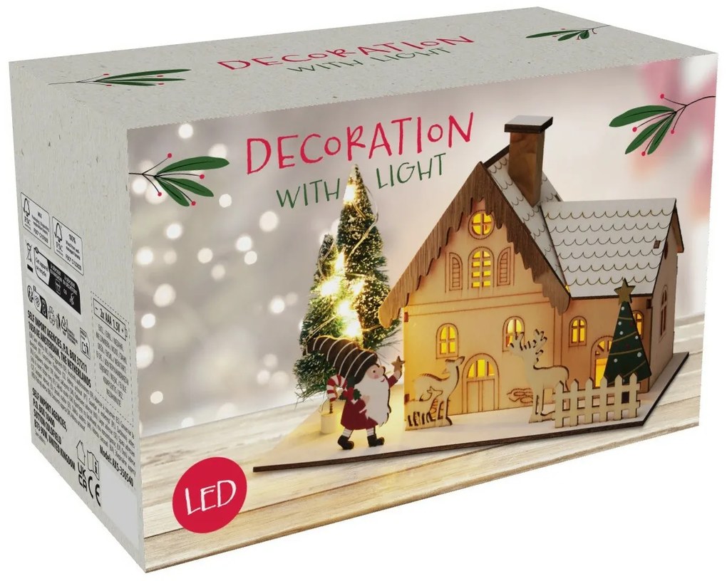 Świąteczna dekoracja LED Domek zimowy, 20 x 10 x 12,5 cm, dekor 1
