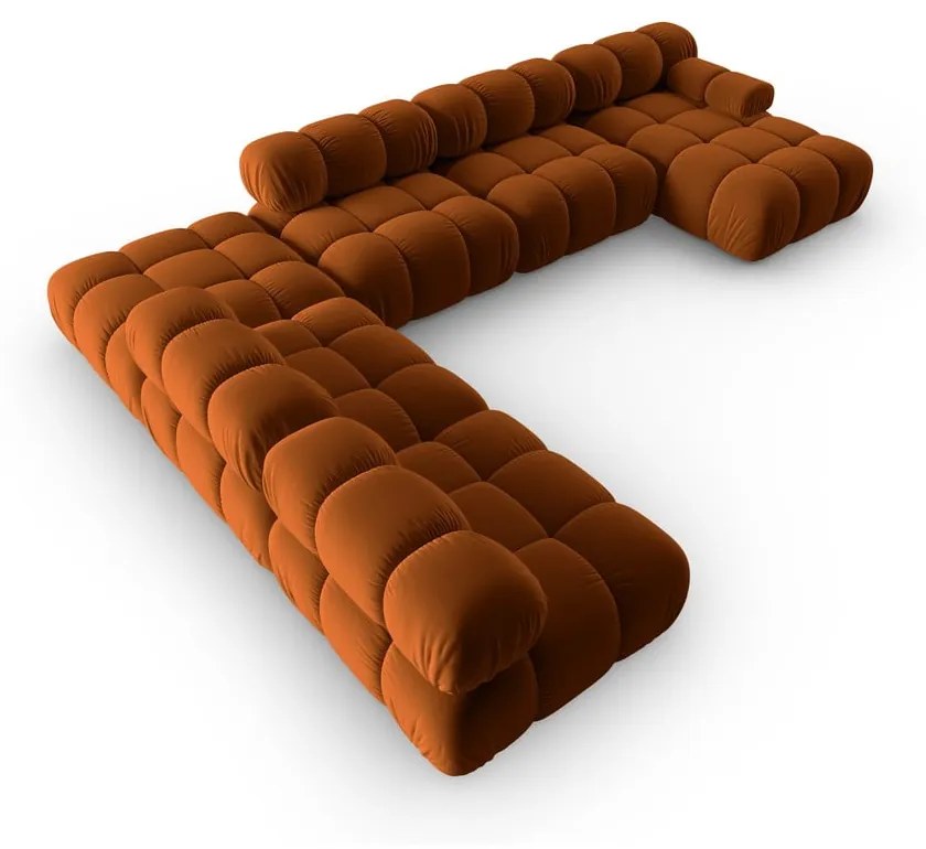 Pomarańczowa aksamitna sofa 379 cm Bellis – Micadoni Home