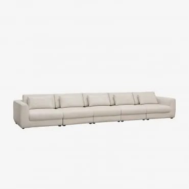 5-częściowa Sofa Modułowa Z Regulowanym Zagłówkiem, Tapicerowana Tkaniną Chenille Cataline Szenila Kremowy Beż - Sklum