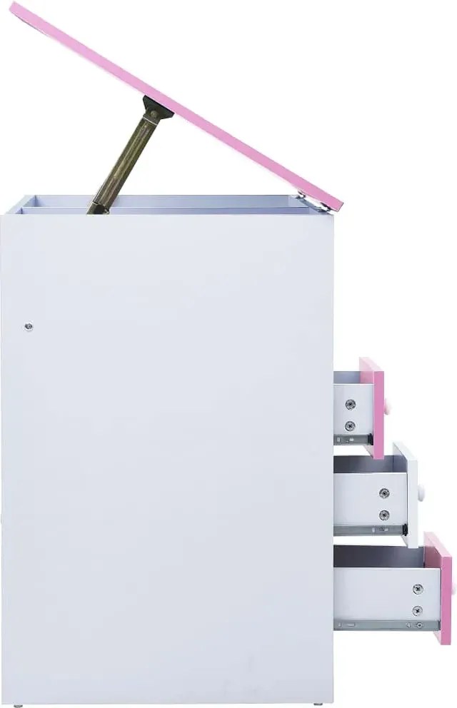 Różowo-białe biurko dziecięce z uchylnym blatem F6-L91