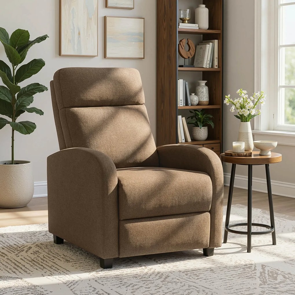 Fotel Rozkładany Wypoczynkowy z Podnóżkiem DANNY Brązowy Nowoczesny