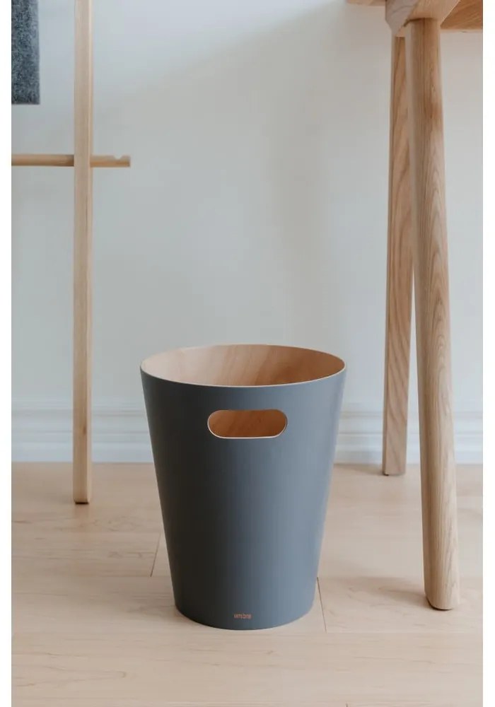 Ciemnoszary biurowy kosz na śmieci 7,5 l Woodrow – Umbra