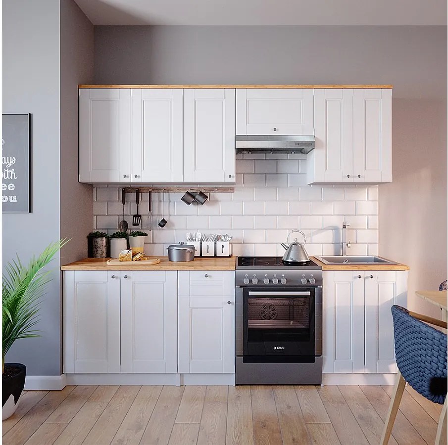 Zabudowa kuchenna biały 240x60x81.6 bergamo